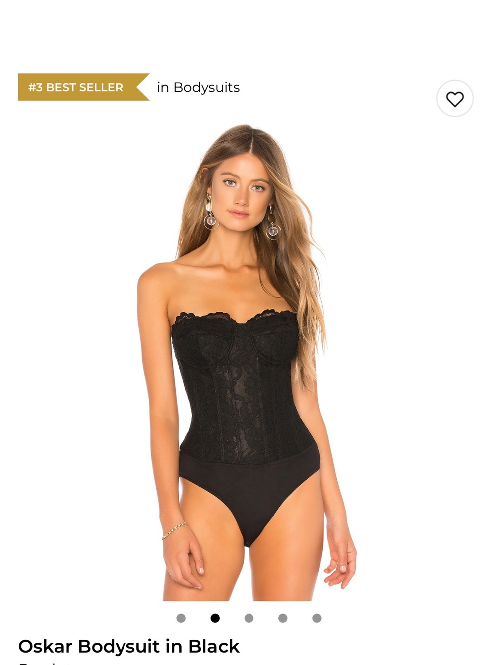 Bardot Black Strapless Lace Bustier Bodysuit